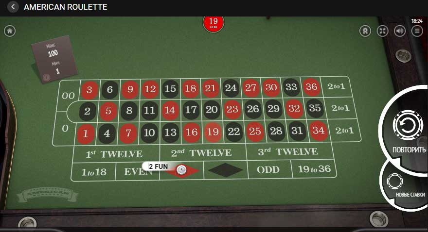 Американская рулетка — колесо с двойным зеро (0 и 00)