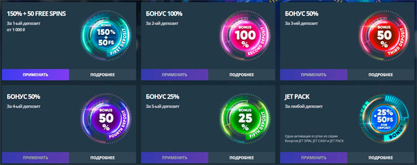 Бонусная программа Jet Casino